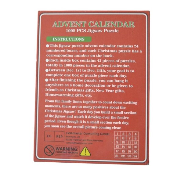 Christmas Puzzle Advent Calendar 1008-Piece Jigsaw 27.5X19.7in For Ages 8 & Up H - Picture 4 of 4